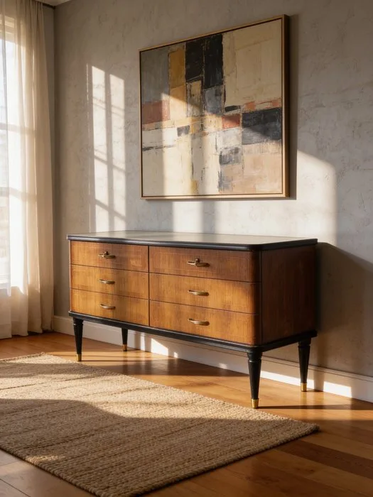 Chest of drawers - Wood, Glass, Brass, Burr walnut