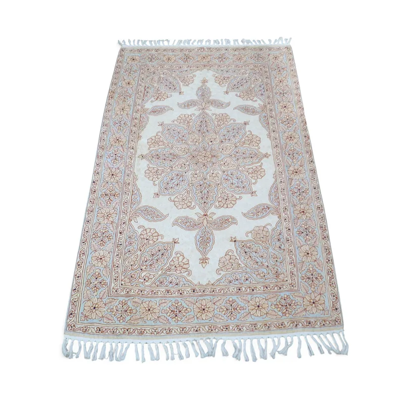 A Kashmiri Silk Hand Embroidered Rug