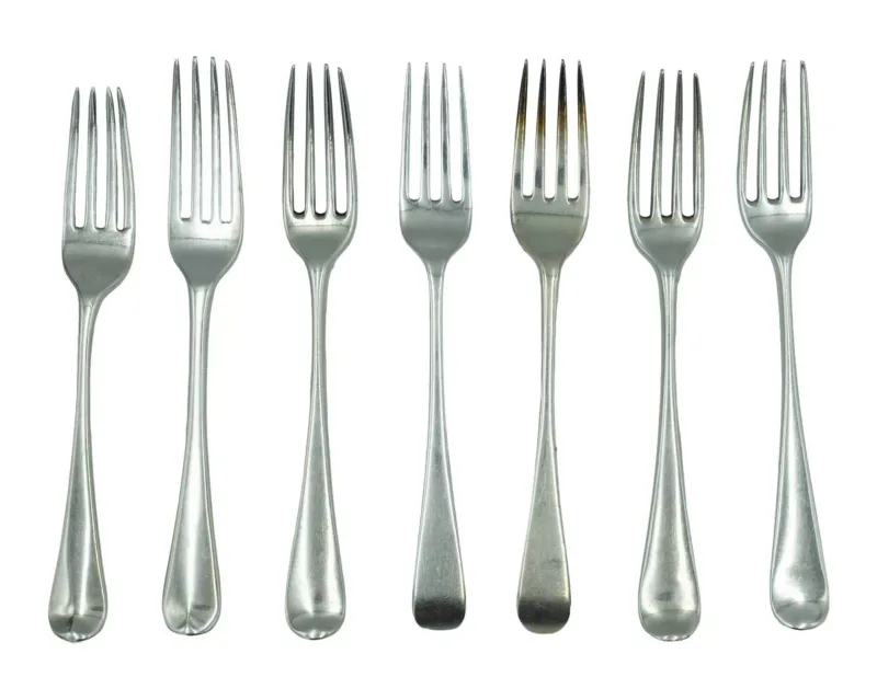 A set of three George III silver Hanoverian pattern dessert forks by Fuller White