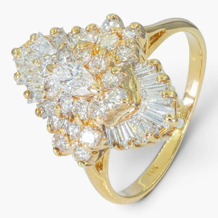 Ring - 14 kt. HRD, Yellow gold - 1.60ct. tw. Diamond (Natural)