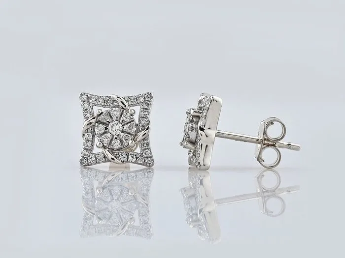 Earrings - 14 kt. White gold - 0.27ct. tw. Diamond (Natural)