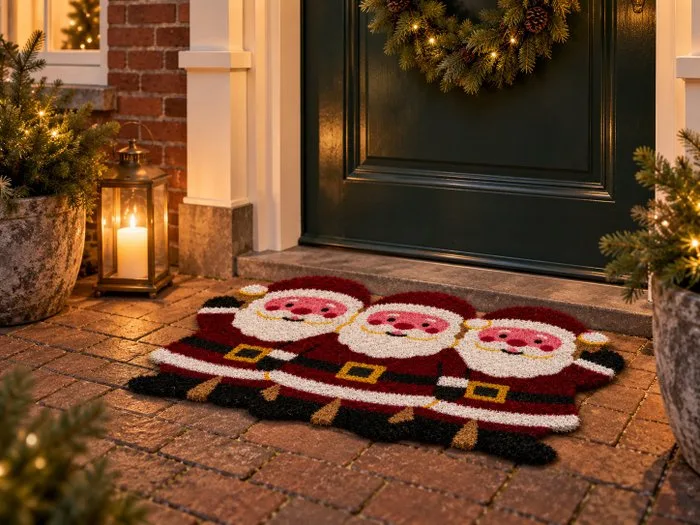 Christmas doormat with three Santas. - Carpet - 45 cm - 75 cm