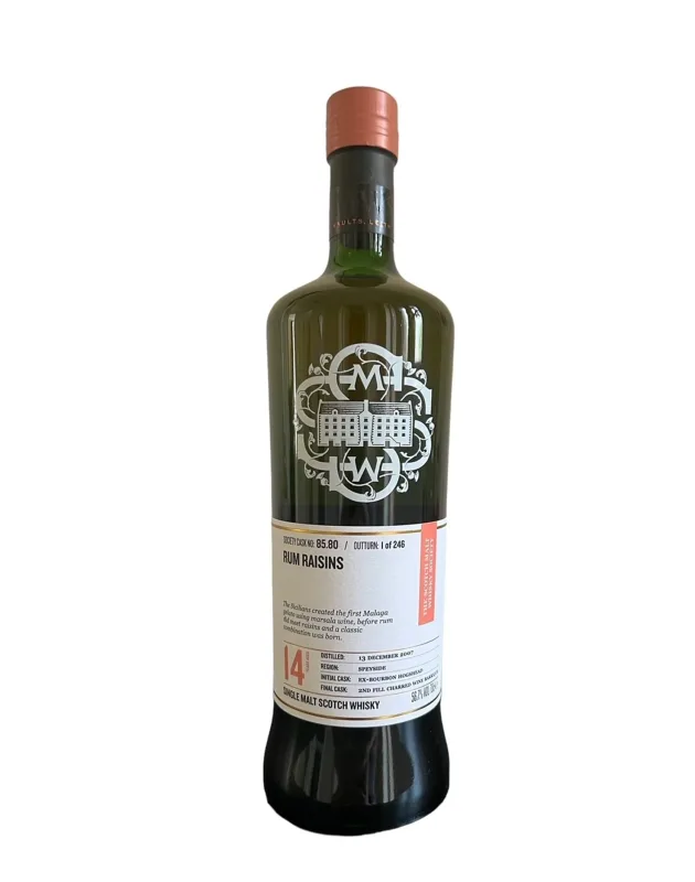 Glen Elgin – 14 Year Old 2007 SMWS Single Cask Charred Wine Barrique 85.80 Rum Raisins