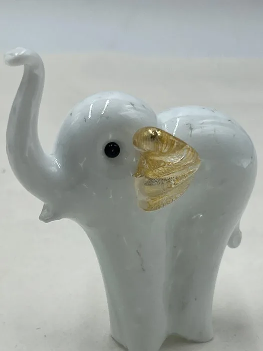 Figurine - Campanella Livio elefante in murrine Arlecchino foglia oro 24 kt - Murano glass