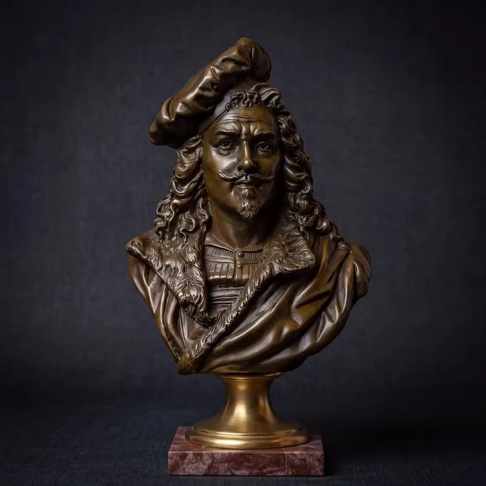 Statue, Rembrandt harmenszoon van Rijn. Naar: Albert Ernest Carrier-Belleuse - 28 cm - Bronze, Marble