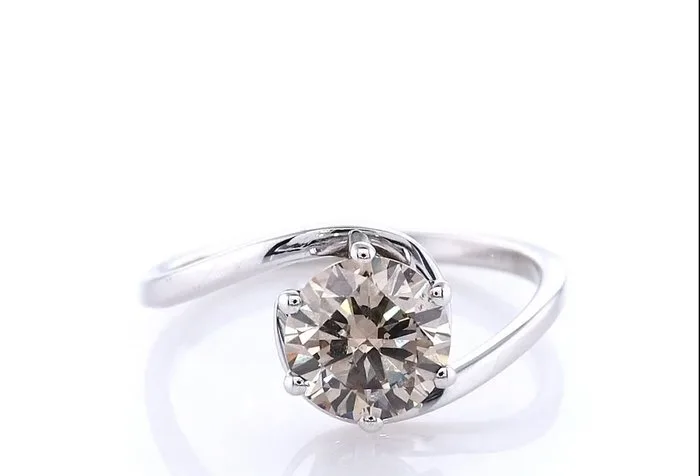 Ring - 14 kt. White gold - 1.20ct. tw. Diamond (Natural coloured)