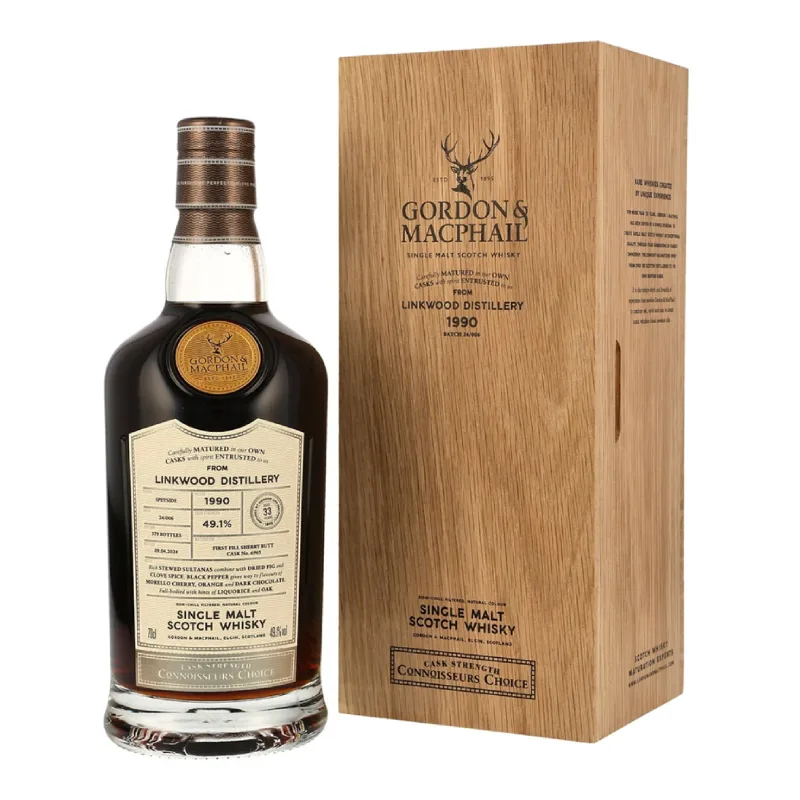 Linkwood – 33 Year Old 1990 Gordon & MacPhail Connoisseurs Choice Single 1st Fill Sherry Butt (2024) (70cl, 49.1%)