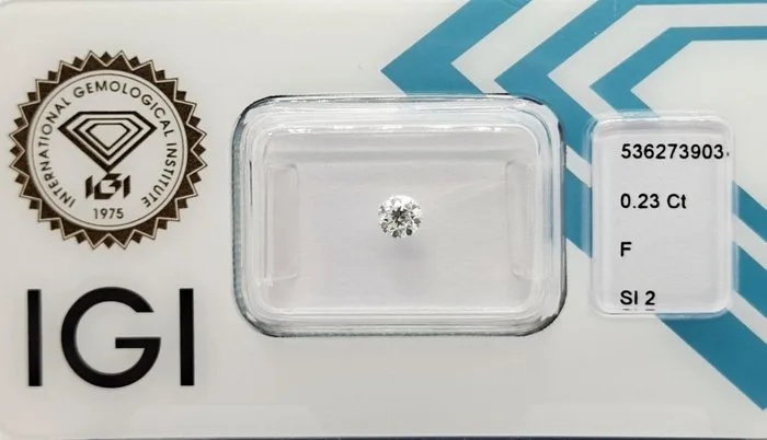 1 pcs Diamond (Natural) - 0.23 ct - Round - F - SI2 - International Gemological Institute (IGI)