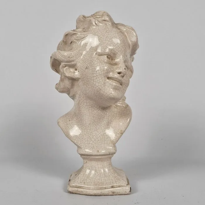 François Rude (1784–1855) After - Statue, 'Enfant rieur' - 26.5 cm - Faience