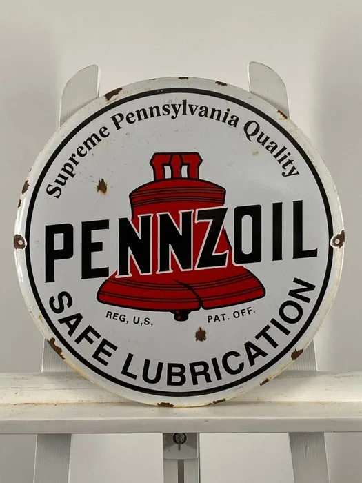 PENNZOIL - Enamel sign - Ø41cm - Made of thick steel sheet and enamel
