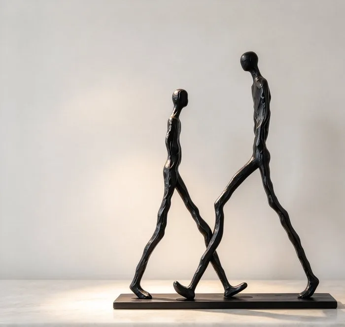 Sculpture, Walking Figures - 30 cm - Metal