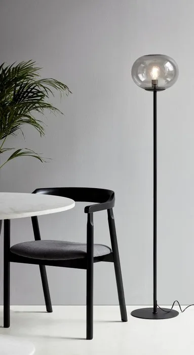 Nordlux - Floor lamp - Alton 27.5 Floor Lamp Black/Smoked Glass - Metal, Glass