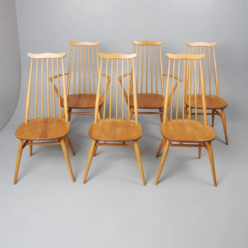 Set of 6 Ercol "Goldsmith's Windsor Dining Chairs", Model 369