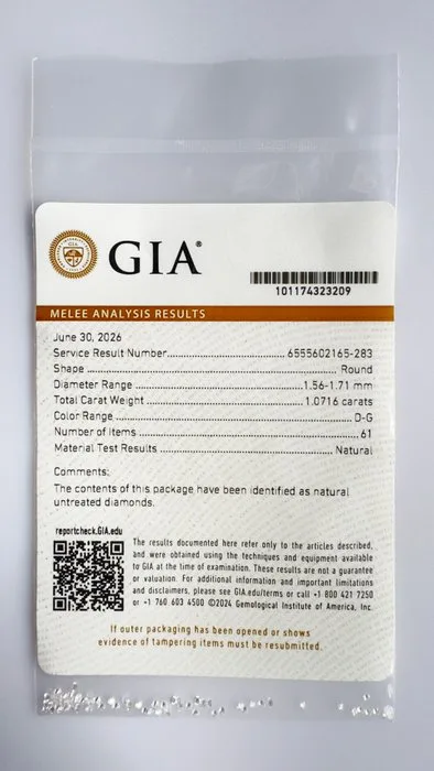 61 pcs Diamond (Natural) - 1.07 ct - Round - D (colourless), G, E, F - VVS1, VVS2 - Gemological Institute of America (GIA)