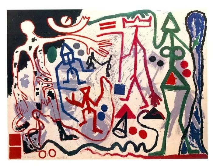 A.R. Penck (1939–2017) - "Ten X Den X Zen 1, 1983". Gesigneerd in de plaat. - 70 x 90 cm