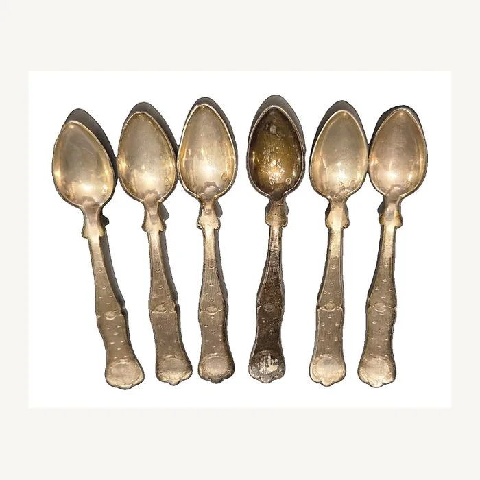 Tea spoon (6) - Silver - Tughra marks - Set of 6