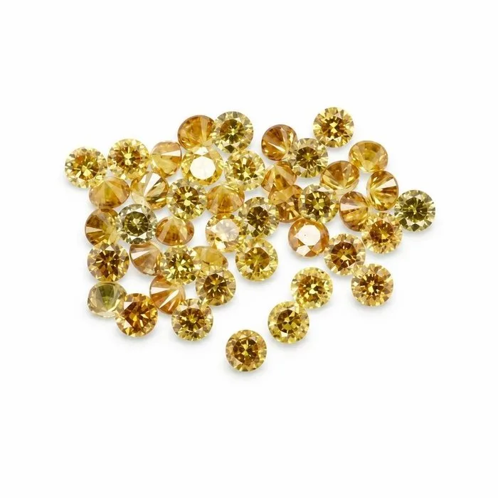 44 pcs Diamond (Natural coloured) - 0.92 ct - Round Mixed yellow - VS1, I1 - Gem Report Antwerp (GRA)