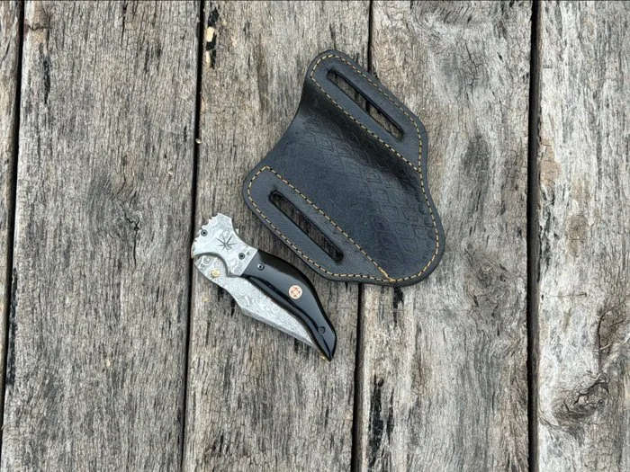 Kitchen knife - Handmade Collectible, Utility Pocket Knife Kitchen Knife, Forged Steel, Leather Sheath - North America - (HA1)