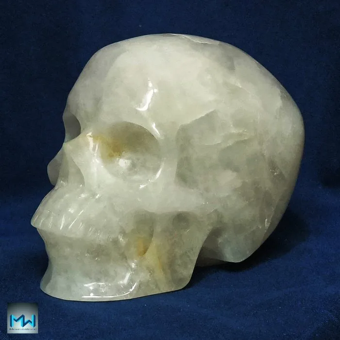 Human Skull, Hand-Carved in Quartz Crystal – Superrealist Series Quartz - Height: 96 mm - Width: 128 mm- 1263 g