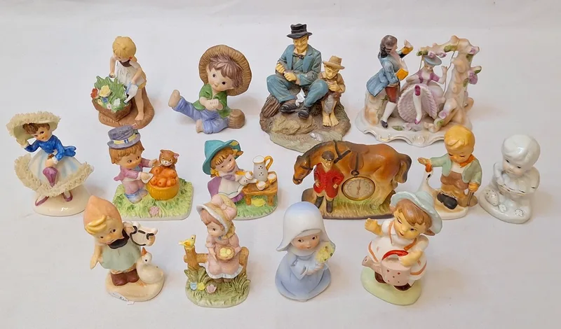 Vintage figurines, some with 'Sitzendorf' mark on base and some marked 'Foreign' (1 Box)