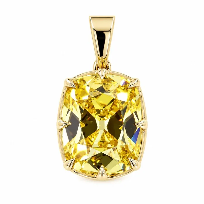 Pendant - 14 kt. Yellow gold - 7.49ct. tw. Yellow Diamond (Fancy coloured lab-grown diamond)