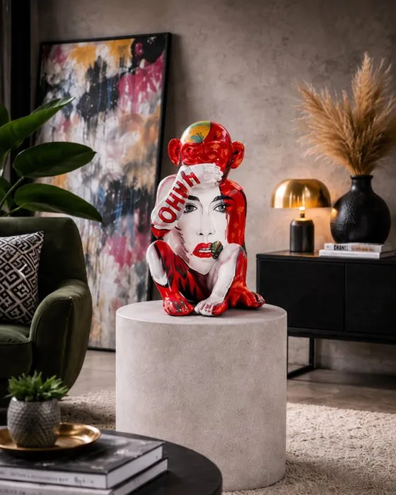 Oliver Klapp (XX) - Statue, Handbeschilderde Pop Art Monkey – “OHHH” - 39 cm - Resin