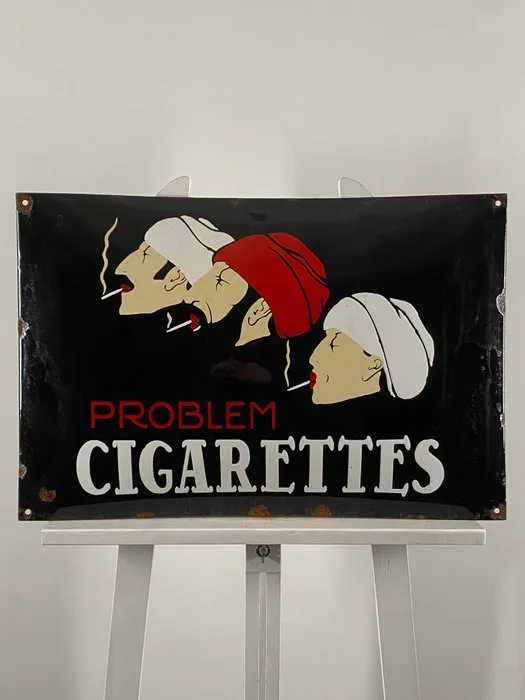 MOSLEM CIGARETTES - Advertising sign - 60x40cm - Made of thick steel sheet and enamel