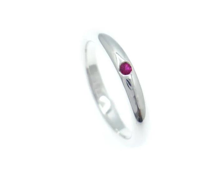 Tiffany & Co. - Ring - Elsa Peretti Stacking Band Ring Single Ruby 925 Silver Ruby