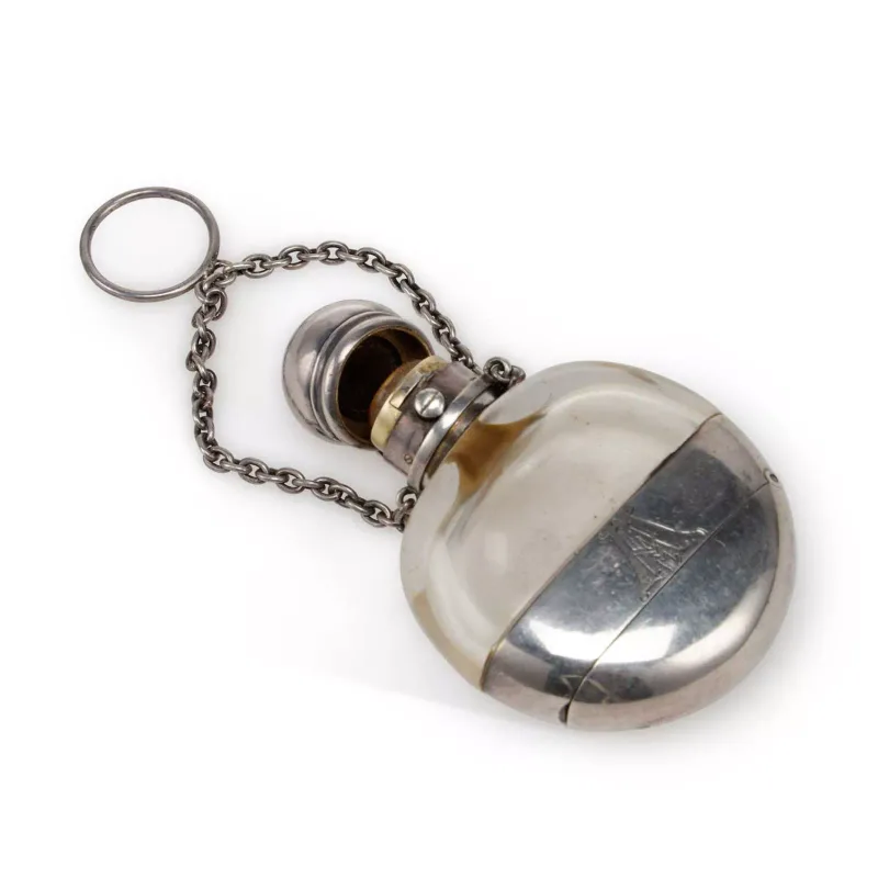 A Victorian Silver-Mounted Combination Scent Bottle And Vinaigrette by George Brace, London 1876