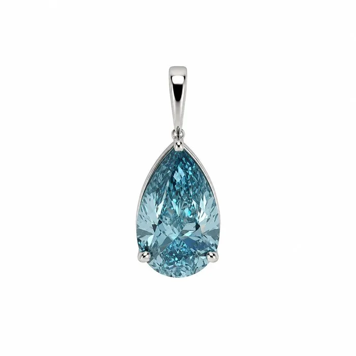 Pendant - 14 kt. White gold - 2.09ct. tw. Blue Diamond (Fancy coloured lab-grown diamond)
