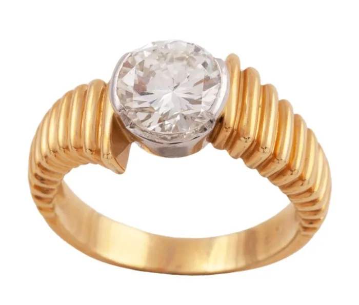 Ring - 18 kt. Yellow gold - 1.70ct. tw. Diamond (Natural) - Solitaire ring