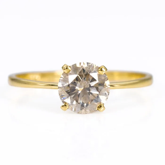 Ring - 14 kt. Yellow gold - 1.08ct. tw. Diamond (Natural coloured) - GWLab