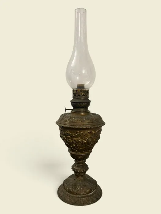 Oil lamp - Light - Metal, Glass - Ancient Oil Lamp