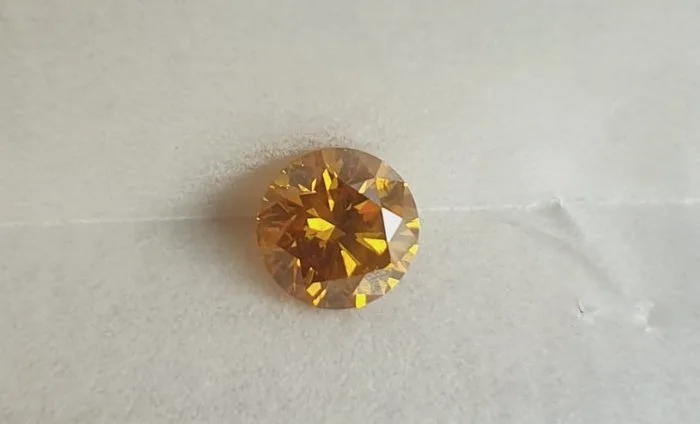 1 pcs Diamond (Natural coloured) - 0.96 ct - Round - Fancy deep Orange Orange - I1 - Antwerp Laboratory for Gemstone Testing (ALGT)