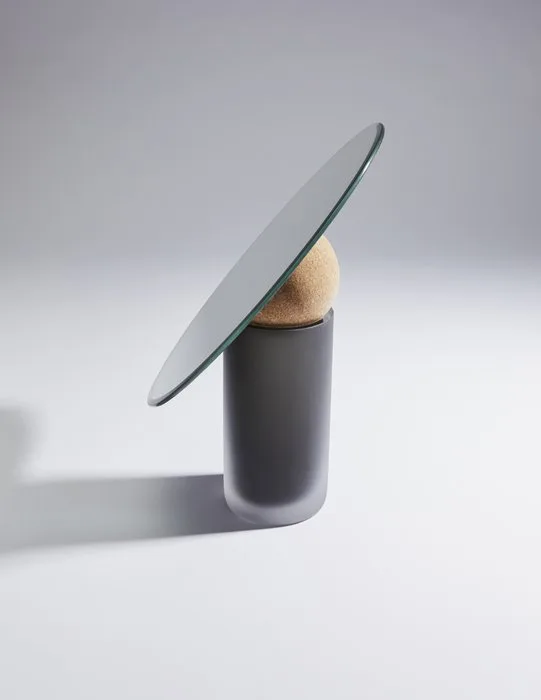 Clémence Birot - Table mirror- Astra 30 - Hand-blown and frosted glass