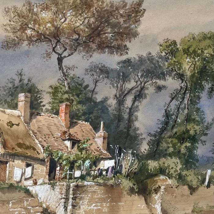 Louis François Joseph Trouville (1817-1878) - Village normand arboré (Vendu