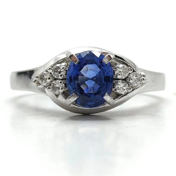 Ring Platinum Sapphire - Diamond