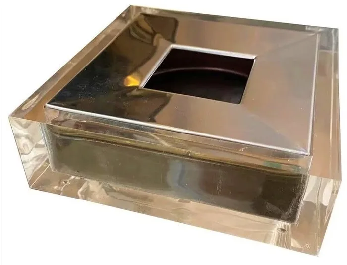 Ashtray - transparent plexiglass and aluminum