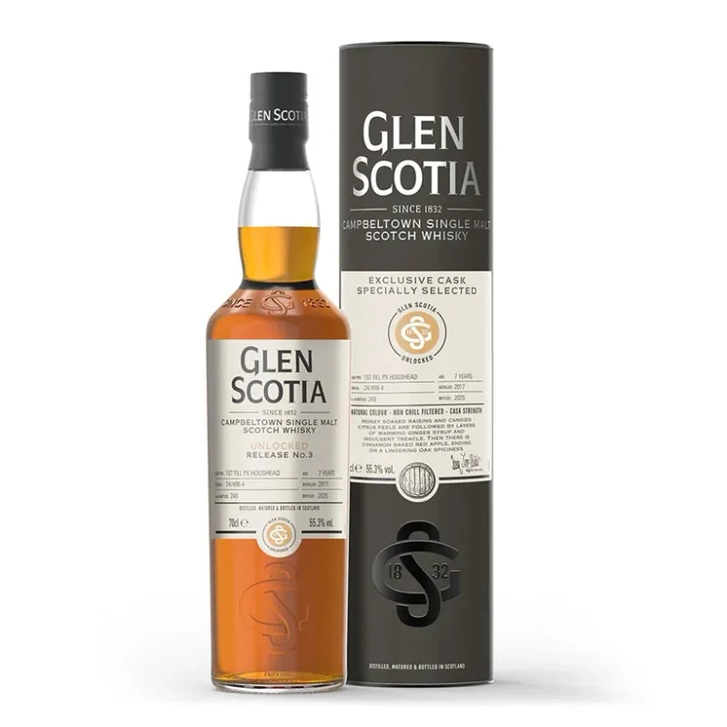 Glen Scotia – 7 Year Old 2017 1st Fill Pedro Ximenez Finish Single Cask #24/498-4 Unlocked Release 3 (2025) (70cl, 55.3%)