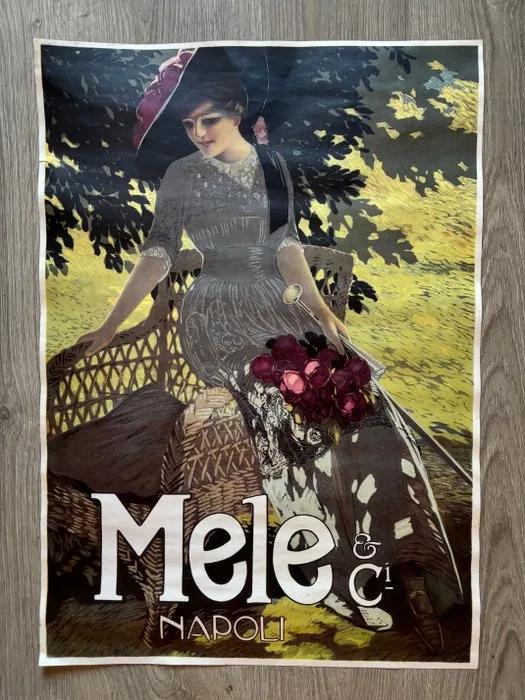 Aleandro Terzi - Affascinante manifesto pubblicitario Mele Napoli eleganza femminile - 1970s
