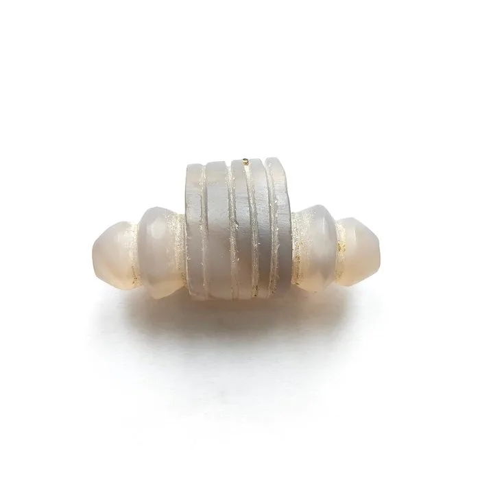Silk Road, Central Asian White Agate Crescent Shaped Pendant Bead Talisman - 38 mm