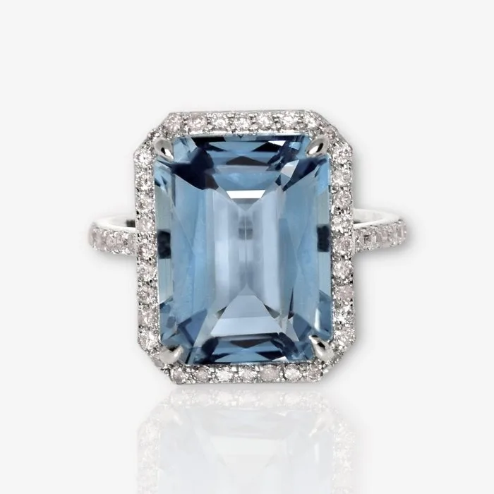 Ring - 14 kt. White gold - 9.43ct. tw. Natural gemstone - Diamond - Impressive Cocktail Ring