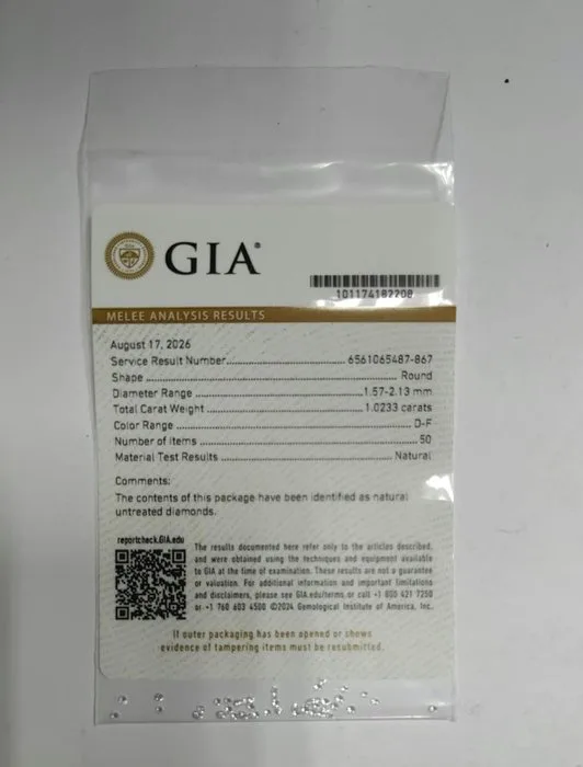 50 pcs Diamond (Natural) - 1.02 ct - Round - D (colourless), E, F - VS1, VS2, SI1 - Gemological Institute of America (GIA)