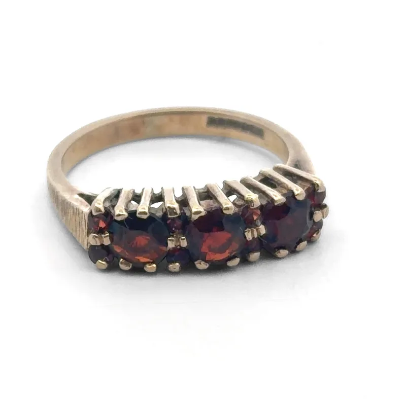 Garnet Three Stone Ring
