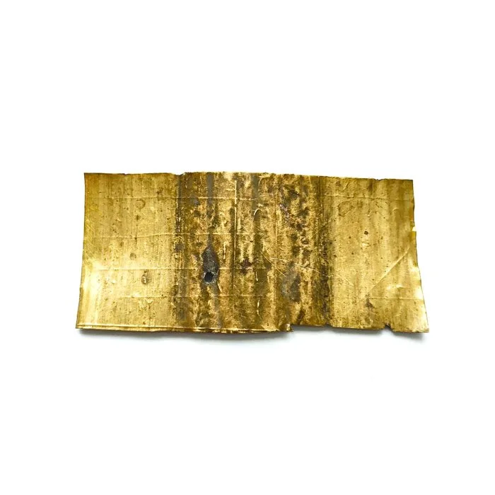 Ancient Indochinese Brass Sheet Bead Talisman w Inscriptions - 60 mm