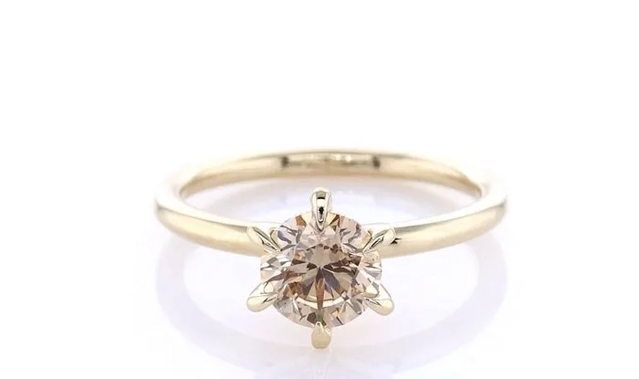 Ring - 14 kt. Yellow gold - 0.83ct. tw. Diamond (Natural coloured)