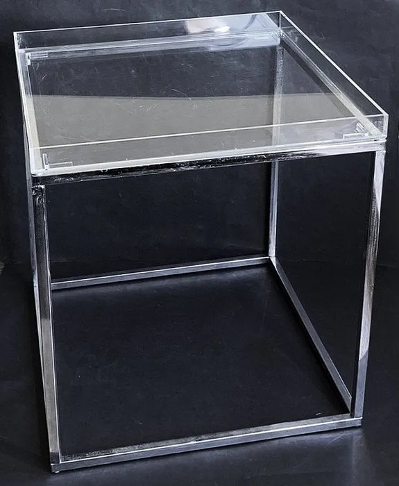 Table - Perspex, metal - Cube-shaped side table