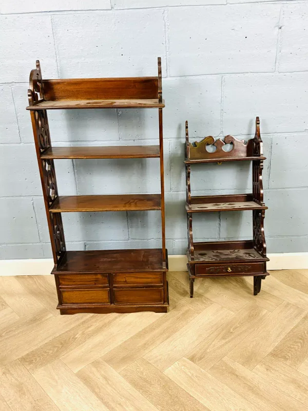 Two items to include a Georgian style mahogany bookcase with four shelves and decorative ends
