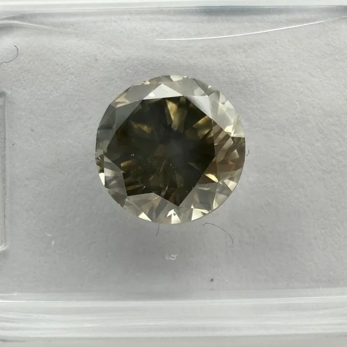 1 pcs Diamond (Natural coloured) - 2.71 ct - Round - Fancy deep Grey, Greenish Yellow - SI1 - International Gemological Institute (IGI)