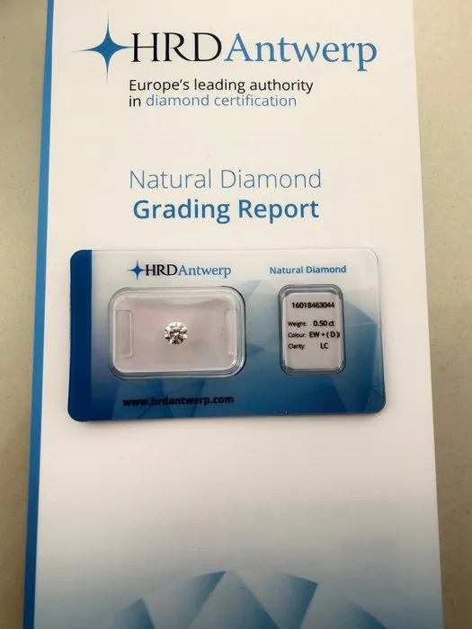 1 pcs Diamond (Natural) - 0.50 ct - Round - D (colourless) - FL - HRD Antwerp